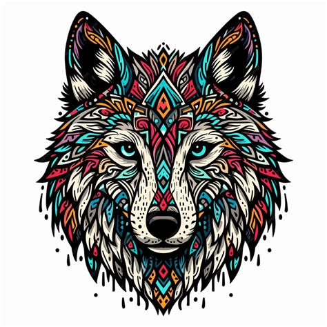 Premium Vector Ethnic Decorative Wolf Head Illustration