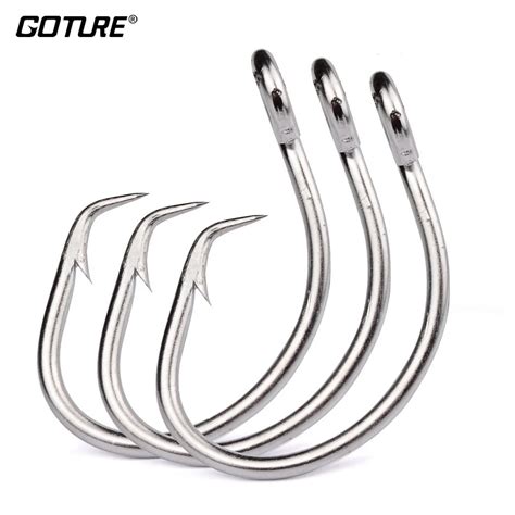 Goture 25 Pieces Bag Stainless Steel Circle Fishing Hooks 8 9 10 11