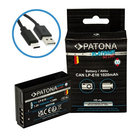 PATONA Akkumulátor Canon LP E10 1020mAh Li Ion Platinum USB C töltő