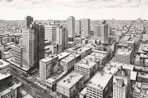 Pencil Drawing of City Street View. Generative AI Stock Photo - Image ...