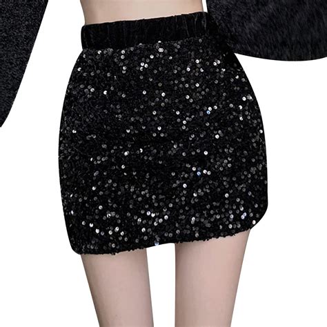 Taiaojing Womens Cargo Skirt Fashionable Sequin Skirt High Waisted And