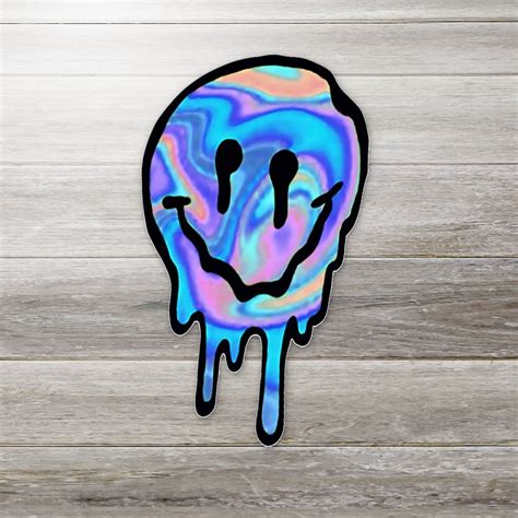 Melting Smiley Face Sticker - Etsy