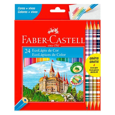 Lápis de Cor Faber Castell 20 Cores 4 Bicolor 120124 4B Mixpel