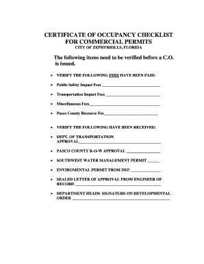 Certificate Of Occupancy Checklist Nc Prntbl Concejomunicipaldechinu