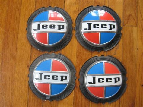 Set Of 4 Jeep Center Wheel Caps Cj Wagoneer Jeepster Ebay