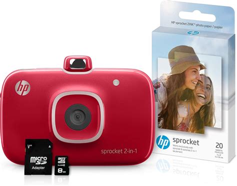 HP Sprocket 2 In 1 Portable Photo Printer Instant Camera Bundle With