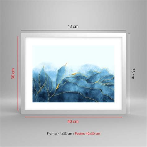 Obraz Plakat Błękit w złocie 40x30cm Luksus Glamour Abstrakcja