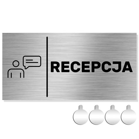 Nierdzewna Tabliczka Na Drzwiścianę Z Napisem Recepcja 10x20 Aluminium