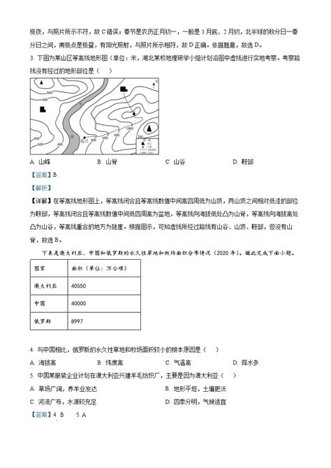 2023年湖北省随州市中考文综地理真题（解析版） 教习网试卷下载