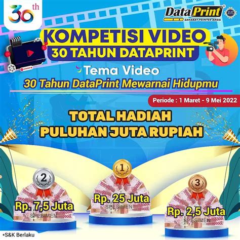 Lomba Video Tahun Dataprint Berhadiah Total Rp Juta Rupiah