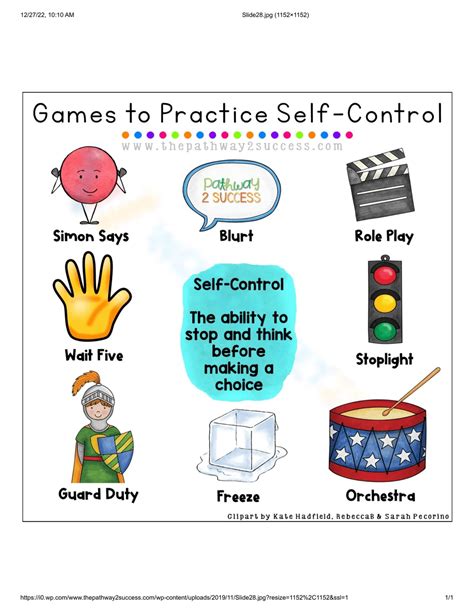 Free Self Control Worksheet For Elementary Students Download Free Self