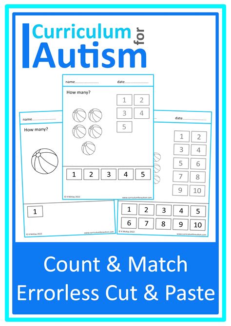 Errorless Counting 1 10 Cut Paste Worksheets Autism Special Ed Self