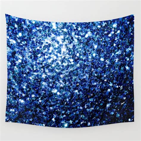 Dark Blue Deep Shiny Faux Glitter Sparkles Wall Tapestry By Pldesign