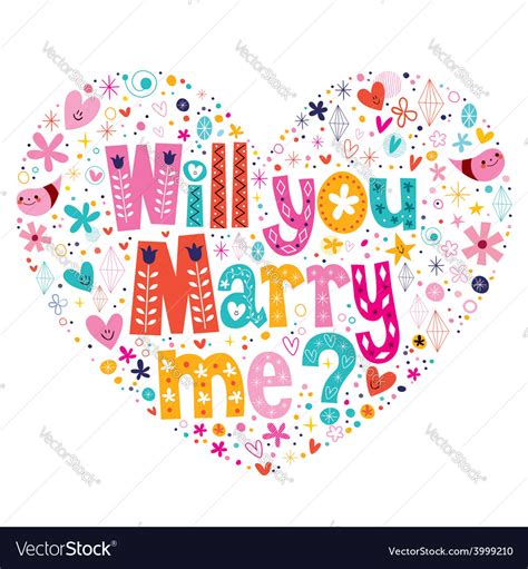 Will You Marry Me Heart Shaped Typography Vector Image