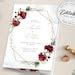 Bi Fold Wedding Program Template With Burgundy Roses Wedding Etsy Uk