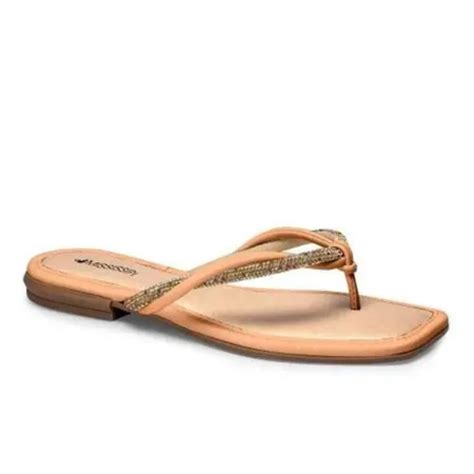 Chinelo Mississipi De Dedo Brilho Bico Quadrado Feminino Nude Bege