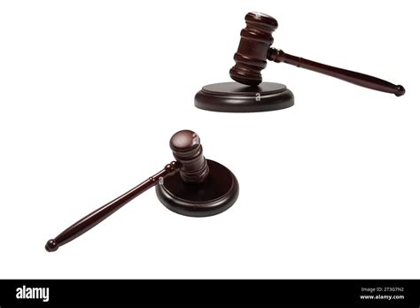 Wooden Judge Gavel And Soundboard Isolated On A White Background