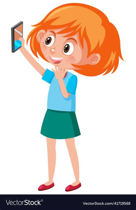 Cute Girl Taking Selfie With Phone Royalty Free Vector Image