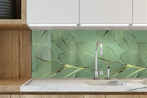 Tempered Glass Backsplash Green Leaf Backsplash Tiles Stove Backsplash For Kitchen Splashback