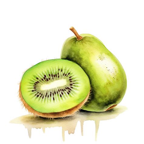 Watercolor Kiwi Fruit Clipart White Background Clip Art Library