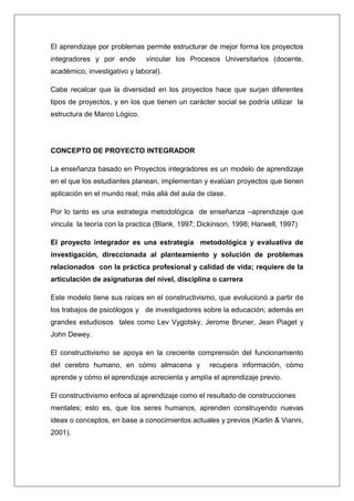 Pasos para la aplicaci ôn del proyecto integrador PDF