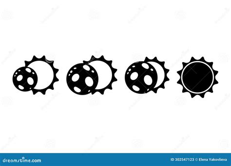 Solar Eclipse Silhouette Infographics In Flat Cartoon Style Stock