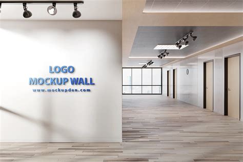 Free Logo Mockup Wall Psd Template Mockup Den