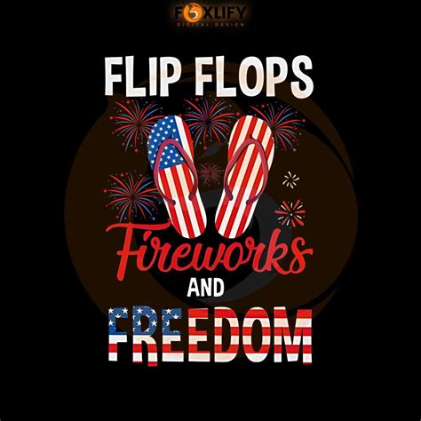 Flip Flop Fireworks And Freedom July Th Png Silhouette File