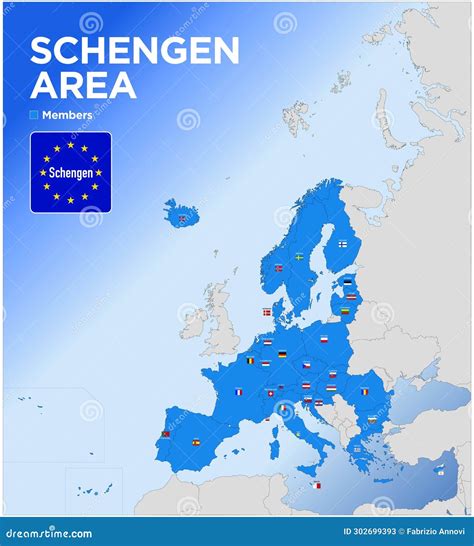 Schengen Area Map With The Territorial Division Of The States, Europe Cartoon Vector ...