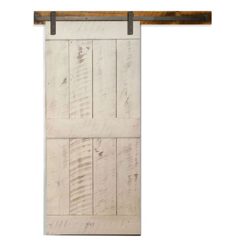 Distressed White Painted Barn Door Midrail Style X