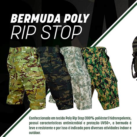 Bermuda Cargo Camuflada Unisex Poly Rip Stop Para Trilha Pesca Camping