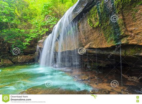 Cascada Maravillosa Con El Bosque Profundo En El Parque Nacional Foto