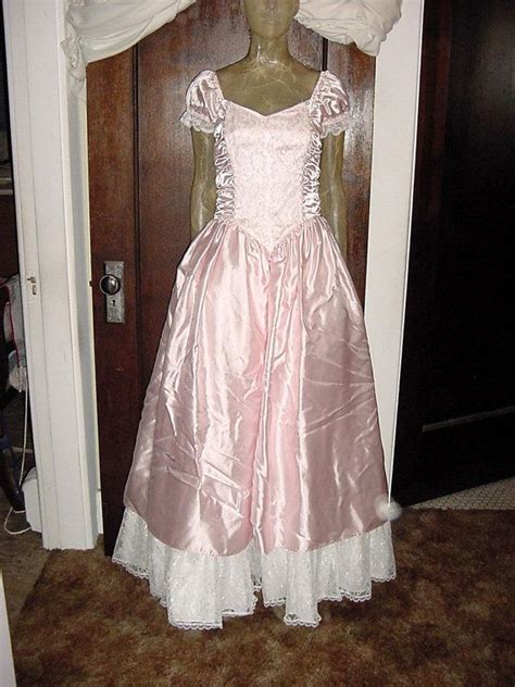 Vintage 80s Gunne Sax Southern Belle Pink Satin Lace Dress 7 Etsy