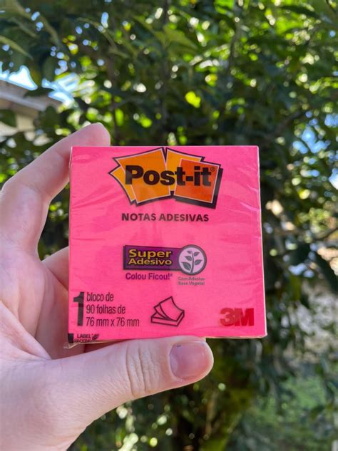 Bloco Adesivo Post It 654 Rosa Poppy 76x76mm 90 Folhas Papelaria Gra