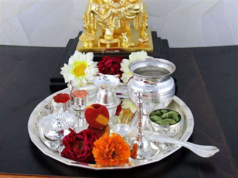 Goldgiftideas Inch Kalash Silver Plated Pooja Thali Set For Gifting