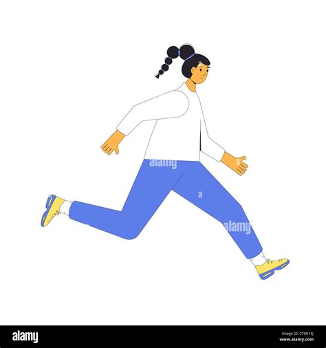 Runner Running Teen Girl Isolated On White Background Participation