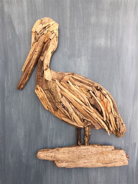 Driftwood Pelican Coastal Wall Decor