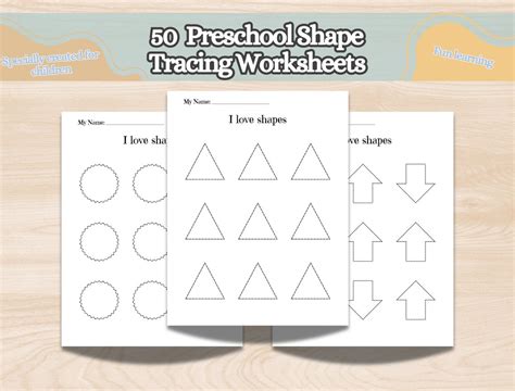 Printable Preschool Shape Tracing Worksheets, Basic Shapes for Early ...