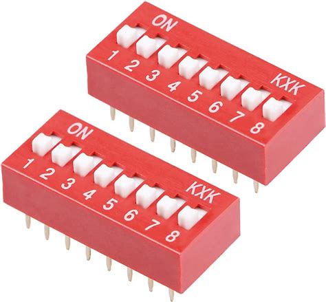 Uxcell 2 Pcs Red DIP Switch 1 8 Positions 2 54mm Pitch For Circuit