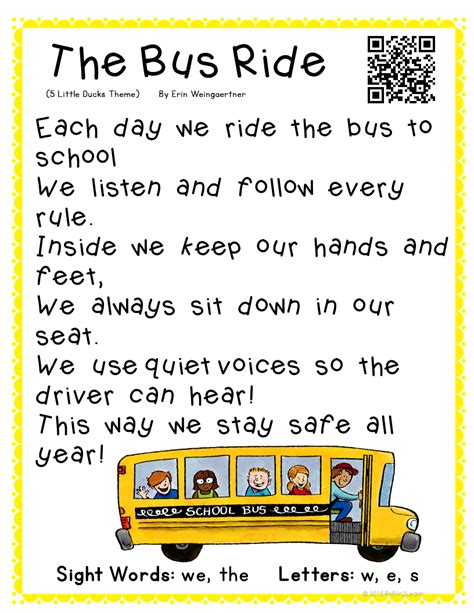 Original Poems Freebie Sampler Bus Safety Bus Ride And 3 More