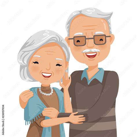 elderly couple smiling. Old woman and old man couple embrace ...