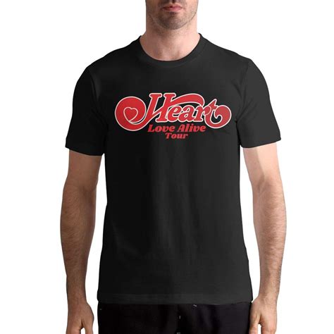 Heart Band Logo S Classic Short Sleeve Music Band Shirts Black | Zelite