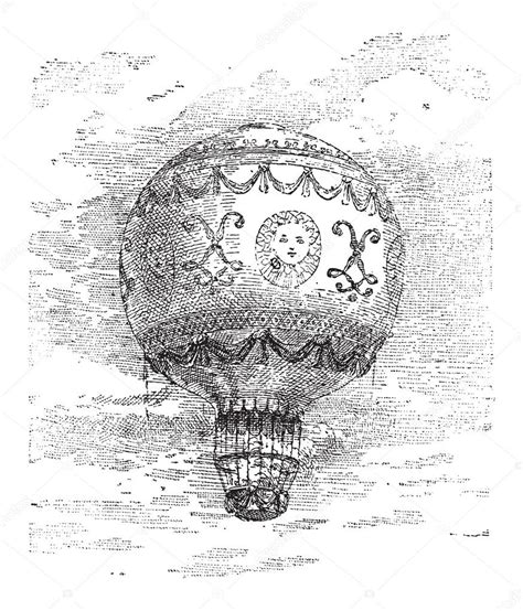 Montgolfier Hot Air Balloon Vintage Engraving Stock Vector Morphart
