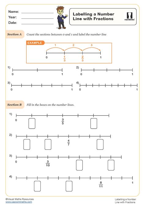 Number Line Fractions Worksheet