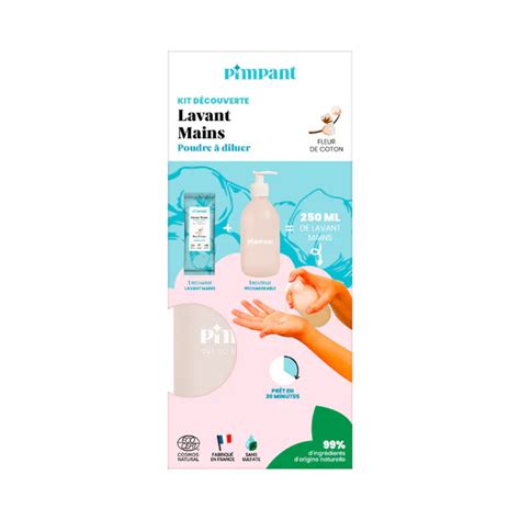 Kit découverte Gel lavant main parfum fleur de coton Pimpant poudre à