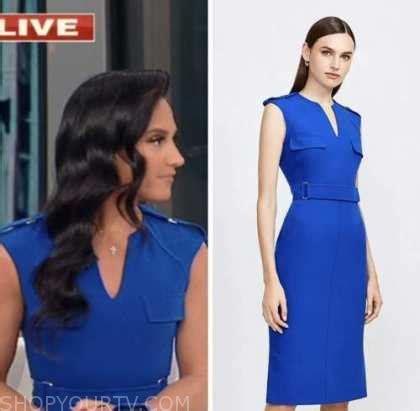 Outnumbered: March 2023 Emily Compagno's Blue Utility Pencil Dress | Shop Your TV