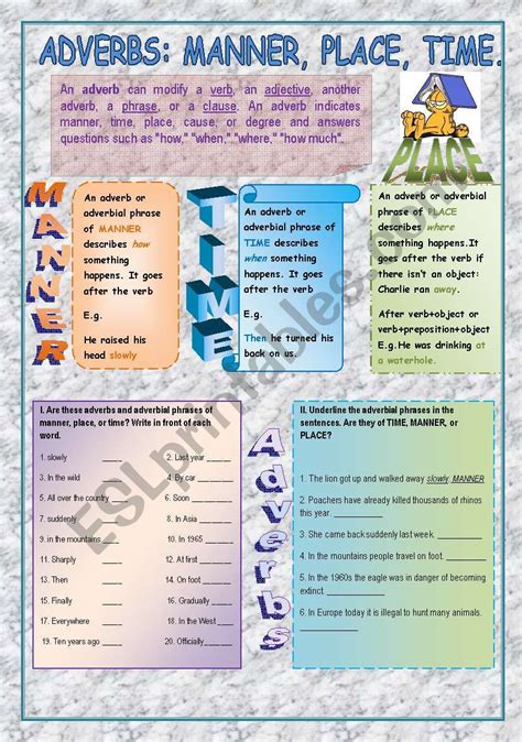 Adverb Of Manner Worksheet Adverbs Of Manner Worksheet Free ESL