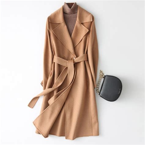 Buy Women Wool Blends Coat Winter Fashion Thicken Cashmere Collar Long Jacket Warm Slim Overcoat