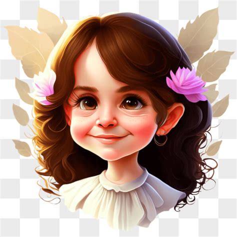 Descarga Chica De Dibujos Animados Digitalmente Ilustrada Con Cabello