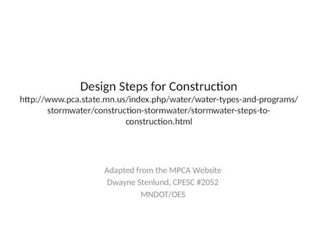 Pptx Design Steps For Construction Types And Programsstormwater